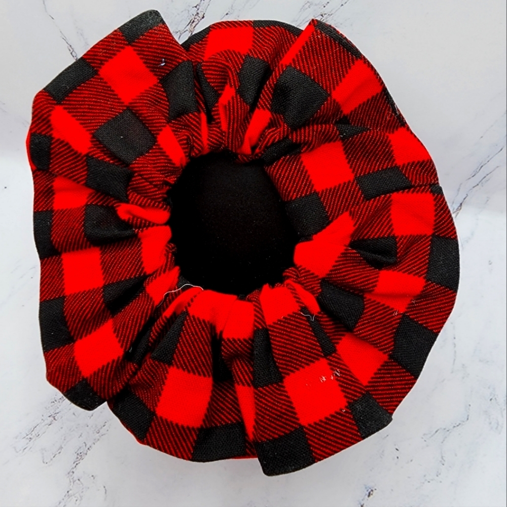 Just-Jen 3 Piece Red and Black Plaid Checkered Scrunchies